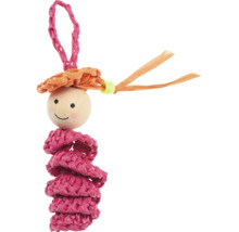 Hängespielzeug für Haustiere in Form einer Puppe aus Holz und Bast