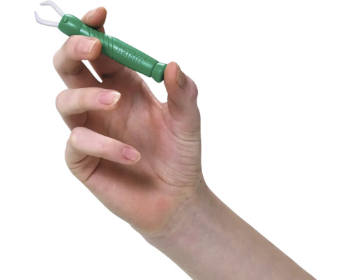 Hand hält Zeckenzange