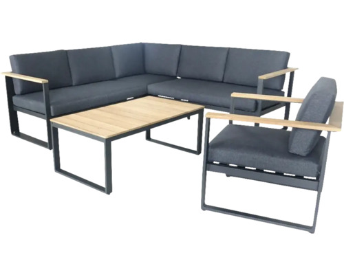 Gartensitzgruppe mit Ecksofa, Sessel und Tisch