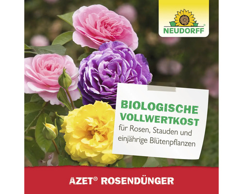 Neudorff Azet Rosendünger mit Hinweis auf biologische Vollwertkost für Rosen, Stauden und einjährige Blütenpflanzen