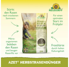 Neudorff Azet Herbstrasendünger Sack mit Kind auf Rasen im Herbst