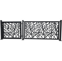 Gartenzaun und Gartentor mit abstrakten Mustern