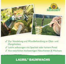 Anwendung von Lauril Baumwachs zur Veredelung und Wundbehandlung an Gehölzen, Neudorff Logo