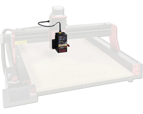 Holzmann Logo mit Lasergravuraufsatz auf CNC-Fräse