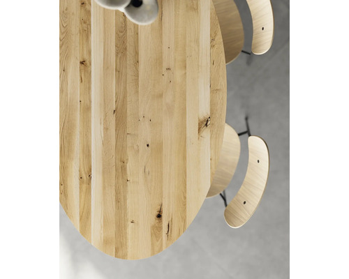 Holz Esstisch mit Stühlen von oben