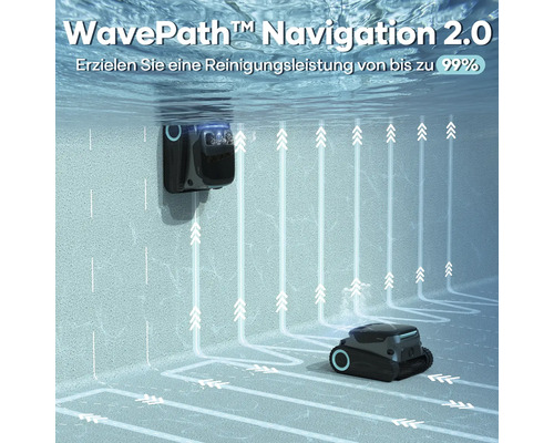 Poolreinigungsroboter im Einsatz unter Wasser