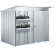 Gartenschrank aus Metall mit Tür und zwei Blumenkästen