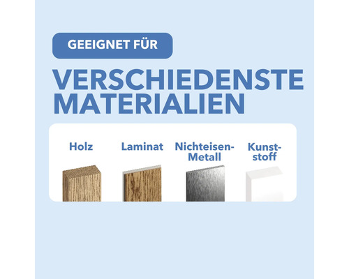 Geeignet für verschiedenste Materialien: Holz, Laminat, Nichteisenmetall und Kunststoff.