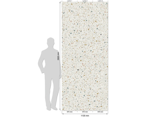 Großformatige Fliese mit Terrazzo Optik, 2600x1125 mm