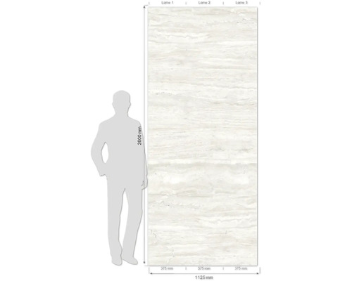 Dekorplatte mit Travertin-Optik, 2600x1125 mm