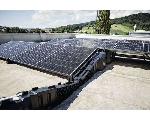 Zambelli HSF Ballast-Tank PV Halterung & Ballastierung am Flachdach für PV Module 1129 mm - 1136 mm Solaranlage auf einem Dach mit Montagesystem