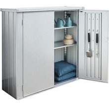 Gartenschrank mit offenem Fach, Regalen und Gartengeräten