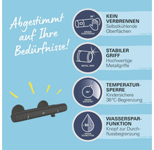 Grohe Thermostatarmatur mit CoolTouch Funktion, Metallgriffen, Temperatursperre und Wassersparfunktion
