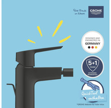 Schwarze Grohe Waschtischarmatur mit QuickTool und erweiterter Garantie