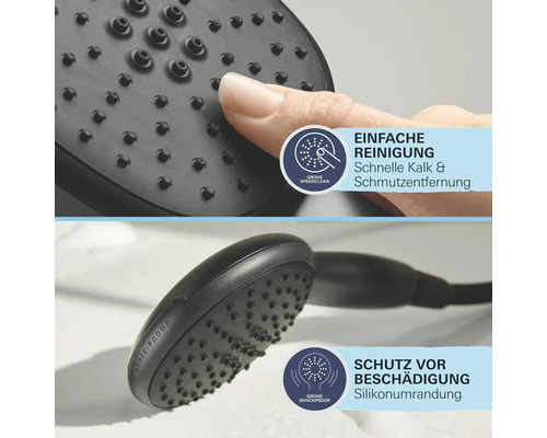 Grohe Duschkopf mit SpeedClean Funktion zur einfachen Reinigung und Shockproof Silikonumrandung zum Schutz vor Beschädigung