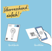 Illustration einer Grohe Handbrause mit Kurzanleitung und QuickVideo
