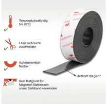 3M Magnetband Rolle mit einer Haftkraft von 80 Gramm pro Quadratzentimeter