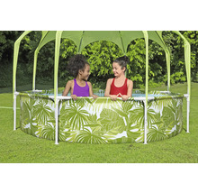 Aufblasbarer Pool mit Blättermuster und Sonnenschutz für den Garten