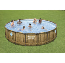 Bestway Power Steel Swim Vista Series II Aufstellpool mit Personen im Garten.