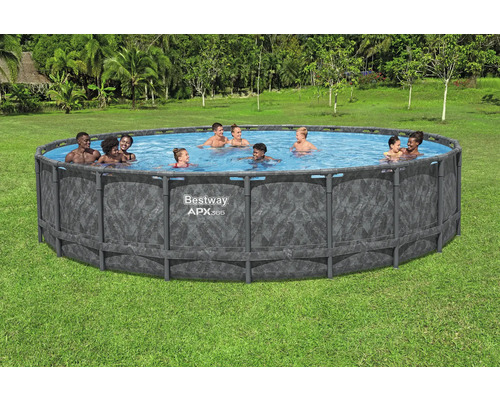 Bestway Aufstellpool mit Stahlrahmen und mehreren Personen im Wasser