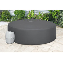 Aufblasbarer grauer Whirlpool mit Pumpe im Garten