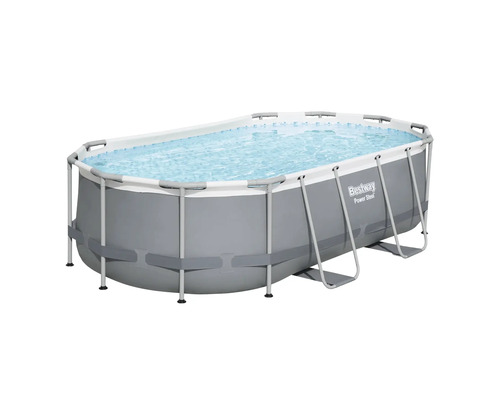 Ovaler Bestway Power Steel Frame Pool mit Wasserfüllung