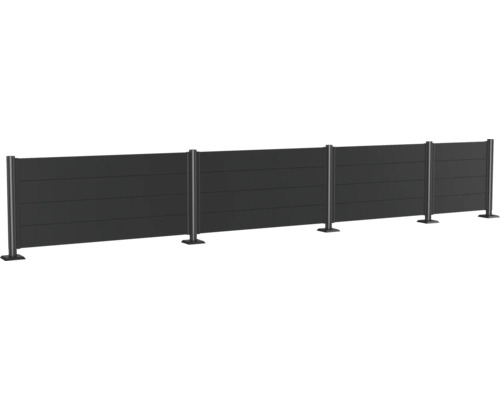 Sichtschutzzaun aus Aluminium mit horizontalen Lamellen