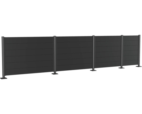 Sichtschutzzaun mit horizontalen Elementen und Pfosten