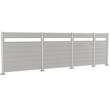 Sichtschutzzaun mit horizontalen Lamellen und Metallpfosten