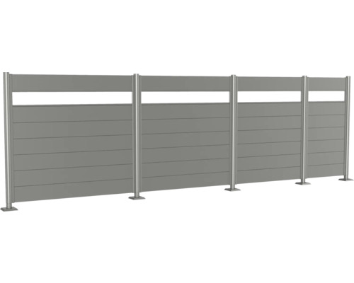Sichtschutzzaun aus Aluminium mit horizontalen Lamellen