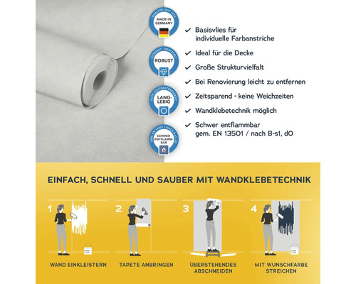 Tapetenrolle mit Informationen zu Eigenschaften und Verarbeitung