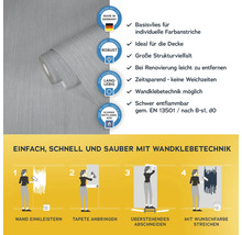 Tapetenrolle mit Informationen und Anweisungen zur Anbringung an der Wand