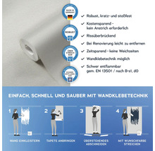 Rolle überstreichbare Vliestapete mit Produkteigenschaften und Verarbeitungshinweisen