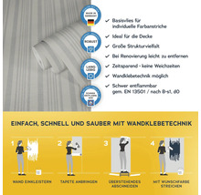 Tapetenrolle mit Qualitätsmerkmalen und Verarbeitungshinweisen zur Wandklebetechnik