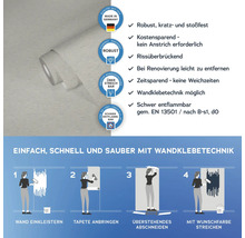 Tapetenrolle mit Informationen zu Produkteigenschaften und Verarbeitungshinweisen