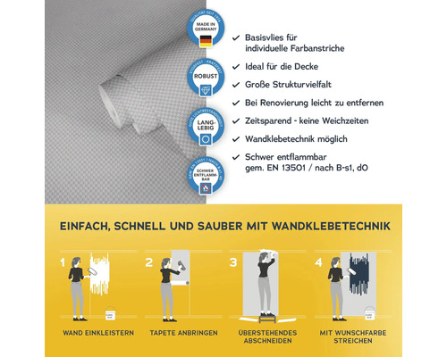 Rolle Vliestapete mit Anwendungsanleitung und Produkteigenschaften