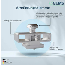 Arretierungsklemme aus Aluminium für die vertikale Schienenmontage