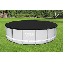 Aufblasbarer runder Bestway Pool mit Abdeckung im Garten.