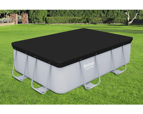 Bestway Power Steel Frame Pool mit Abdeckung im Garten