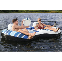 Aufblasbare Badeinsel für zwei Personen auf dem Wasser mit integrierter Kühlbox und Getränkehalter
