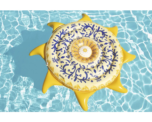 Bestway Luftmatratze mit Sonnenform und Muster auf der Wasseroberfläche