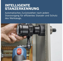 Bediener demonstriert die Verwendung eines Stanzwerkzeugs für effizientes Stanzen und Schutz des Werkzeugs