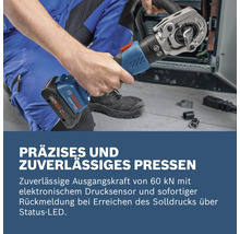 Akkubetriebene Presszange von Bosch im Einsatz