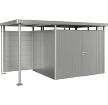 Metall Gerätehaus mit Tür und offenem Bereich zur Aufbewahrung von Gartengeräten