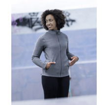 Graue Fleecejacke mit durchgehendem Reißverschluss für Damen