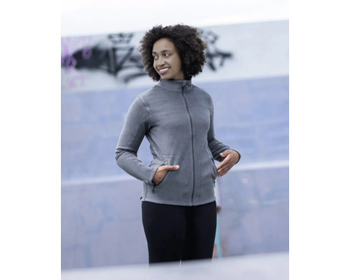 Graue Fleecejacke mit durchgehendem Reißverschluss für Damen