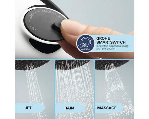 Grohe Smartswitch Duschkopf mit verschiedenen Strahlarten