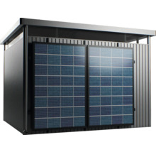 Geräteschuppen mit Solarmodulen