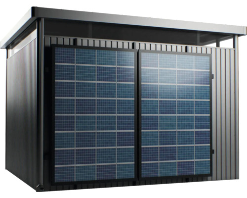 Geräteschuppen mit Solarmodulen