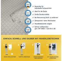 Rolle überstreichbare Vliestapete mit Anwendungsanleitung und Produkteigenschaften